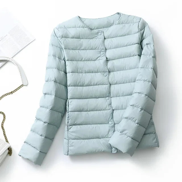 Chaqueta acolchada color celeste