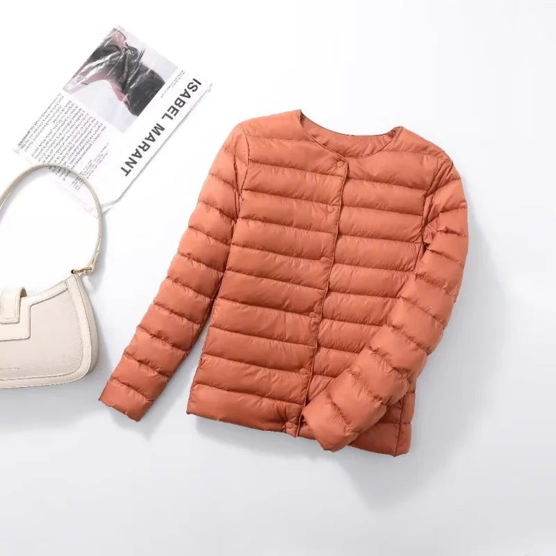 Chaqueta acolchada ultraligera mujer sin cuello
