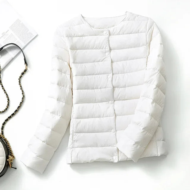 Chaqueta acolchada color blanco roto