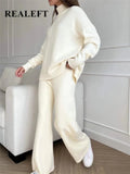 Conjunto de punto mujer jersey cuello alto y pantalón ancho